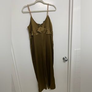 Scotch & Soda 100% silk jumpsuit olive green, worn once!